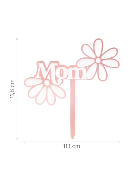 Topper rosa para Tarta Mom con flores Dekora