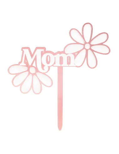 Topper rosa para Tarta Mom con flores Dekora