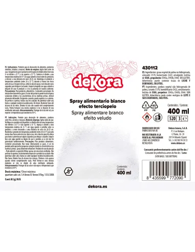 Spray efecto terciopelo Blanco 400 ml Dekora
