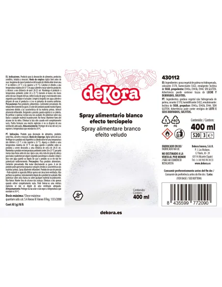 Spray efecto terciopelo Blanco 400 ml Dekora