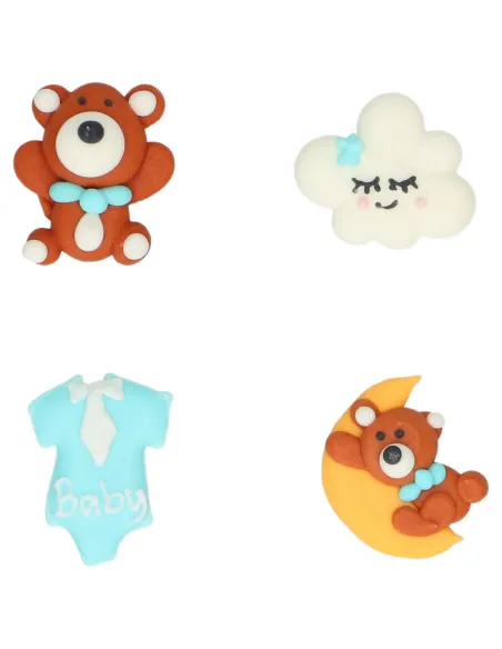 Set 8 decoraciones de azúcar Baby azul Wilton