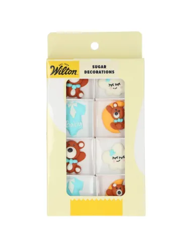 Set 8 decoraciones de azúcar Baby azul Wilton