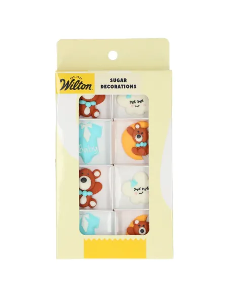 Set 8 decoraciones de azúcar Baby azul Wilton