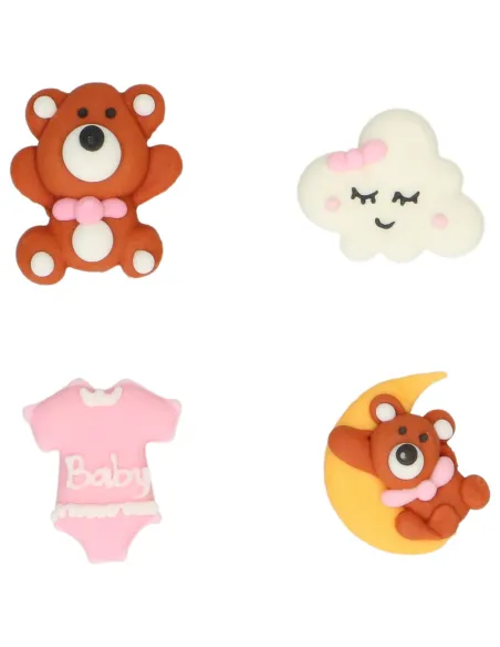 Set 8 decoraciones de azúcar Baby rosa Wilton