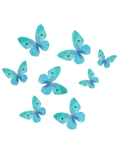 Set 8 Mariposas azules de oblea Funcakes