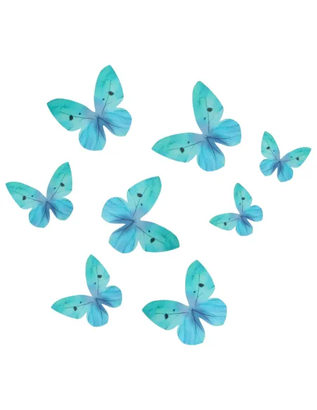 Set 8 Mariposas azules de oblea Funcakes