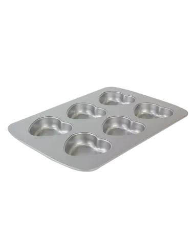 Bandeja antiadherente 6 corazones PME