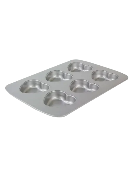 Bandeja antiadherente 6 corazones PME