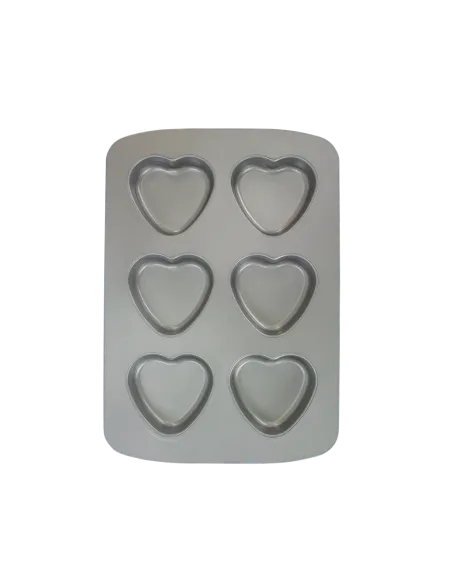 Bandeja antiadherente 6 corazones PME