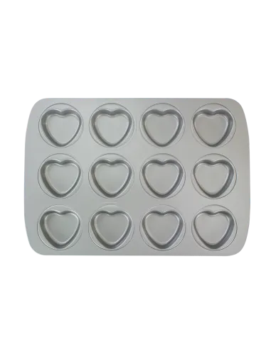 Bandeja antiadherente 12 mini corazones PME