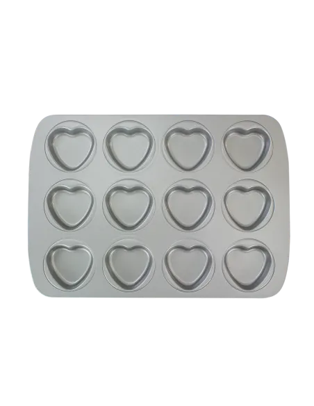 Bandeja antiadherente 12 mini corazones PME