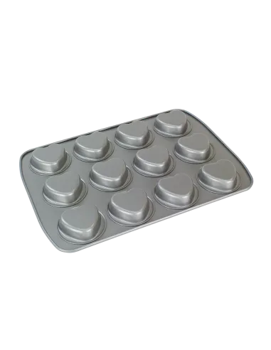 Bandeja antiadherente 12 mini corazones PME