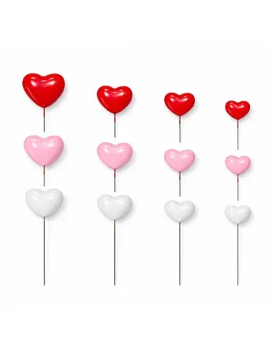 Set 32 Corazones Decorativos Rojo, Rosa y Blanco Azucren