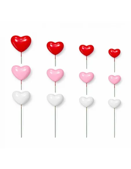 Set 32 Corazones Decorativos Rojo, Rosa y Blanco Azucren