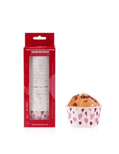 Set 50 Cápsulas rígidas Blancas con corazones San Valentín Azucren