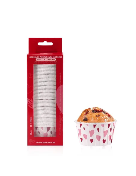 Set 50 Cápsulas rígidas Blancas con corazones San Valentín Azucren