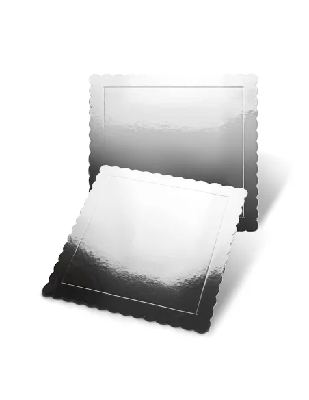 Base Cuadrada rígida Plata efecto espejo 30 cm Pastkolor