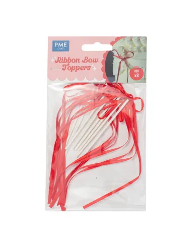 Set 8 lazos decorativos de cinta Rojo PME