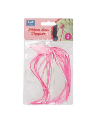 Set 8 lazos decorativos de cinta Rosa PME