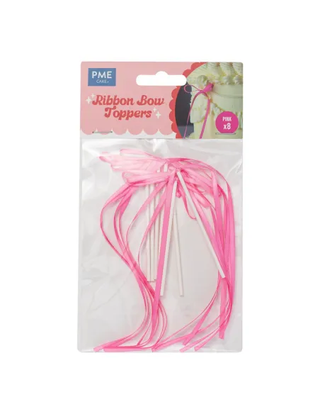 Set 8 lazos decorativos de cinta Rosa PME