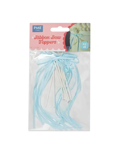 Set 8 lazos decorativos de cinta Azul PME