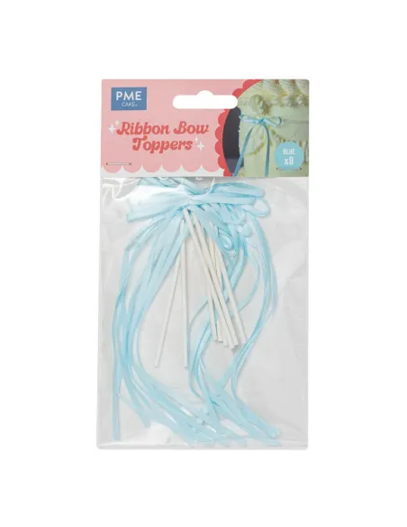 Set 8 lazos decorativos de cinta Azul PME
