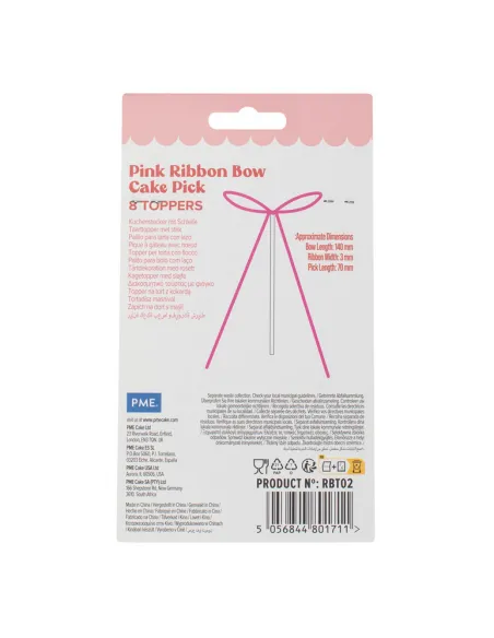 Set 8 lazos decorativos de cinta Rosa PME