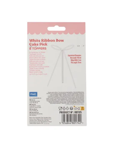 Set 8 lazos decorativos de cinta Blanco PME
