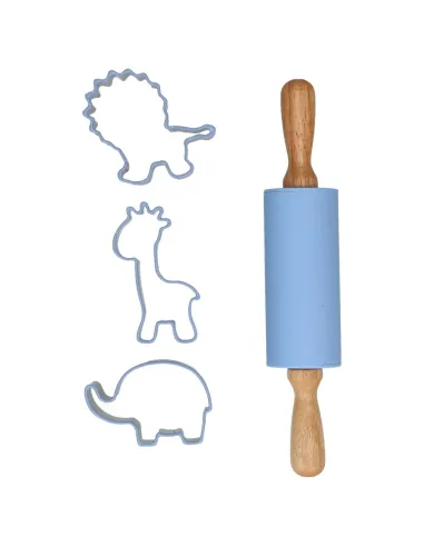 Kit de repostería para niños azul Rodillo y Cortadores Wilton