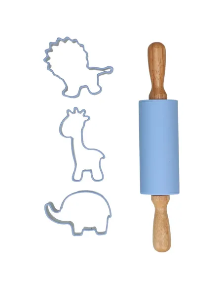 Kit de repostería para niños azul Rodillo y Cortadores Wilton