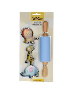 Kit de repostería para niños azul Rodillo y Cortadores Wilton