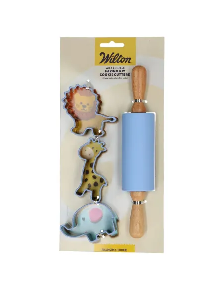 Kit de repostería para niños azul Rodillo y Cortadores Wilton