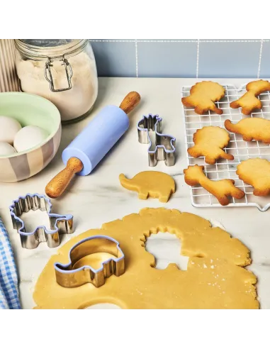 Kit de repostería para niños azul Rodillo y Cortadores Wilton