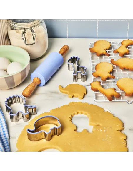 Kit de repostería para niños azul Rodillo y Cortadores Wilton