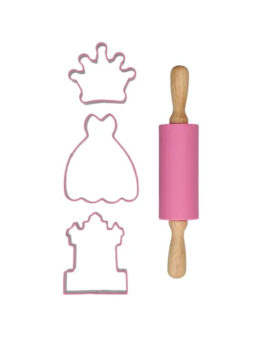 Kit de repostería para niños Rosa Rodillo y Cortadores Wilton