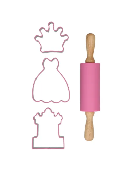 Kit de repostería para niños Rosa Rodillo y Cortadores Wilton