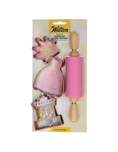 Kit de repostería para niños Rosa Rodillo y Cortadores Wilton