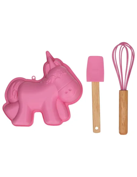 Kit de repostería para niños Rosa Molde, Espátula y Batidor varillas Wilton