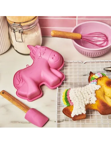 Kit de repostería para niños Rosa Molde, Espátula y Batidor varillas Wilton