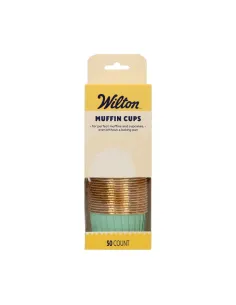 Cápsulas rígidas Aqua y Dorado 50 unidades Wilton 2