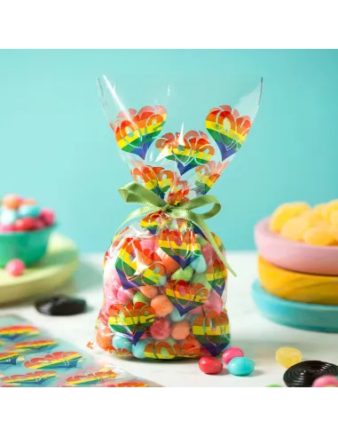 Set 20 bolsas Love Arcoíris Decora