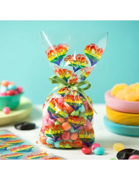 Set 20 bolsas Love Arcoíris Decora