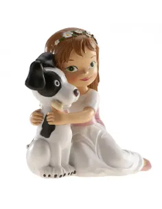 Figura niña comunión sentada con perro Dekora 2