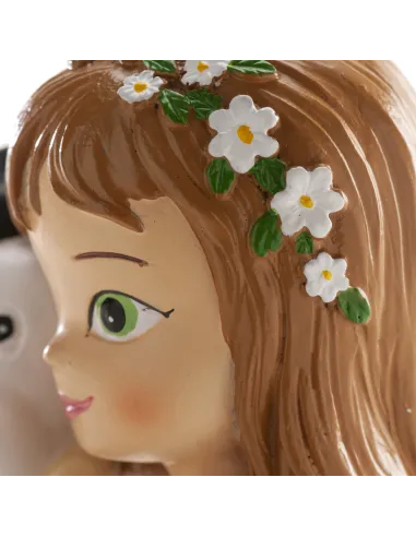 Figura niña comunión sentada con perro Dekora