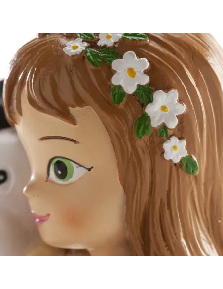 Figura niña comunión sentada con perro Dekora