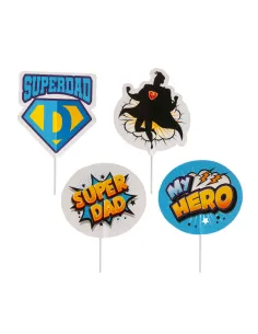 Set 8 toppers de papel Súper Papá  Dekora
