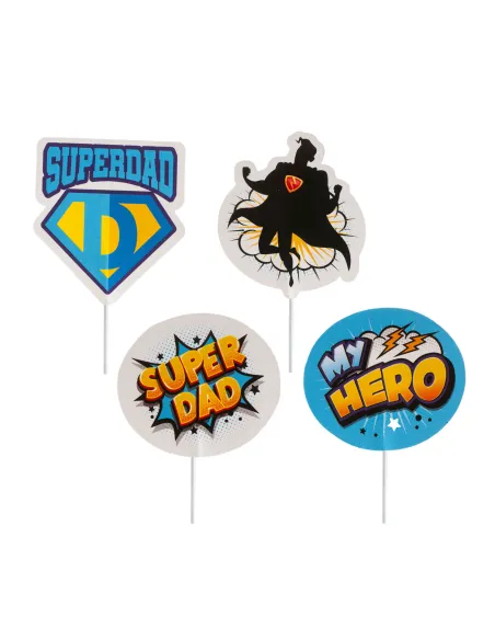 Set 8 toppers de papel Súper Papá  Dekora