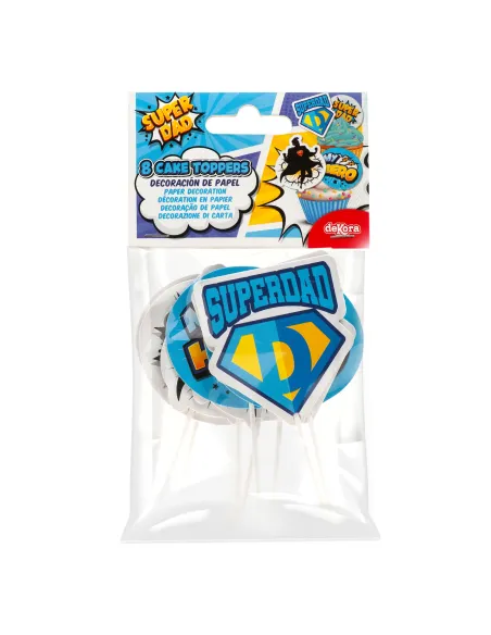Set 8 toppers de papel Súper Papá  Dekora