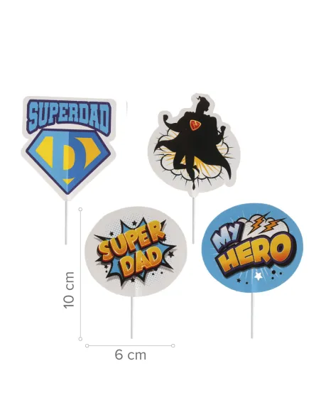 Set 8 toppers de papel Súper Papá  Dekora