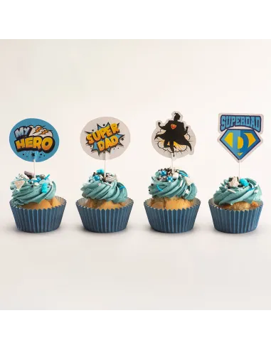 Set 8 toppers de papel Súper Papá  Dekora